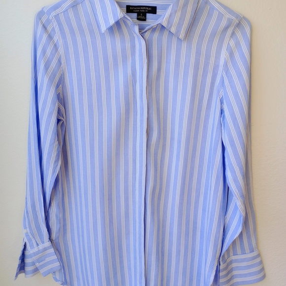 Banana Republic Tops - Banana Republic Light Blue and White Striped Blouse